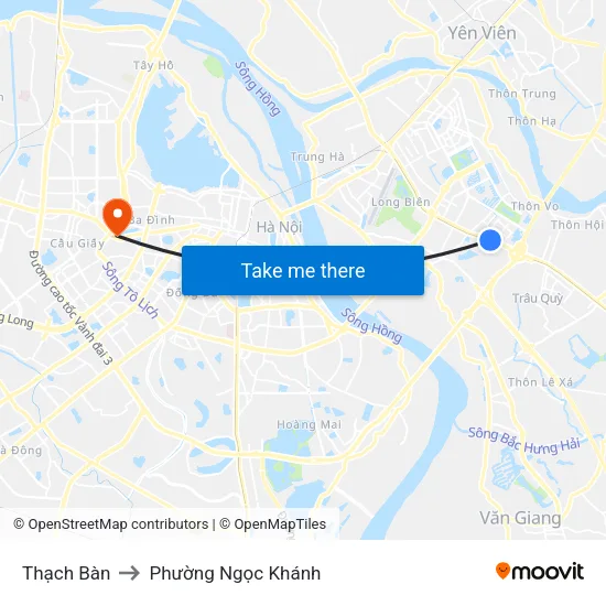 Thạch Bàn to Phường Ngọc Khánh map