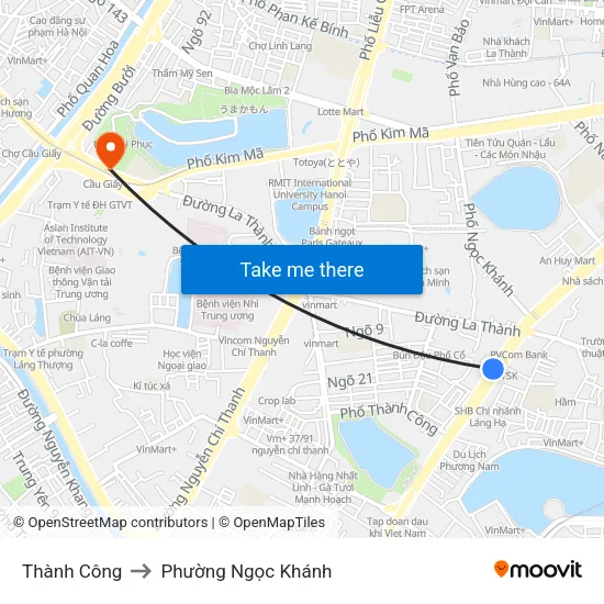Thành Công to Phường Ngọc Khánh map