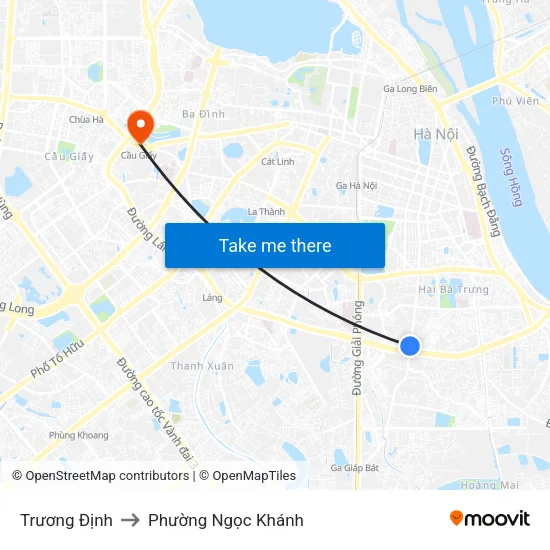 Trương Định to Phường Ngọc Khánh map