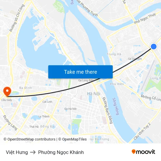 Việt Hưng to Phường Ngọc Khánh map