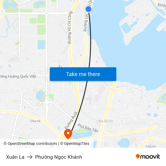 Xuân La to Phường Ngọc Khánh map