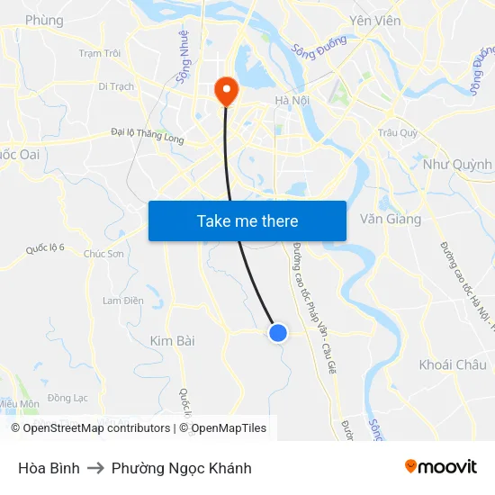 Hòa Bình to Phường Ngọc Khánh map