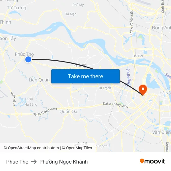 Phúc Thọ to Phường Ngọc Khánh map