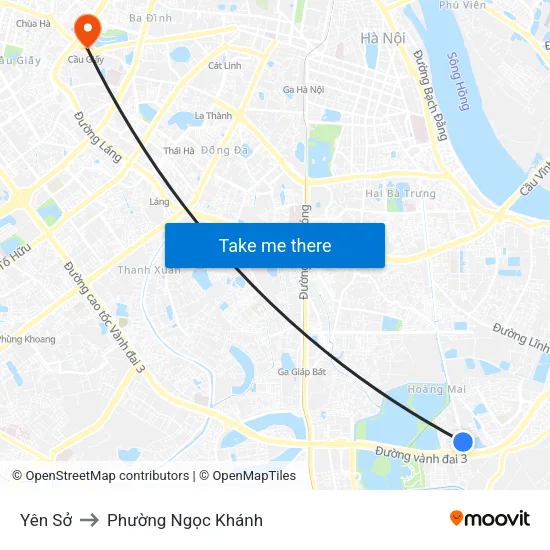 Yên Sở to Phường Ngọc Khánh map
