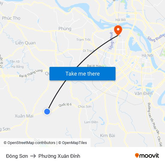 Đông Sơn to Phường Xuân Đỉnh map
