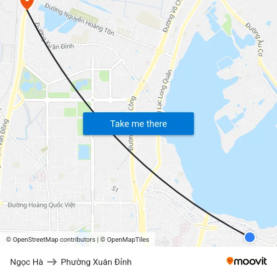 Ngọc Hà to Phường Xuân Đỉnh map