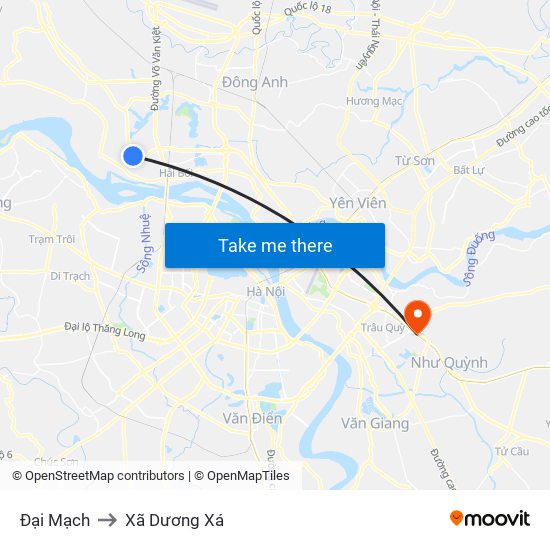 Đại Mạch to Xã Dương Xá map