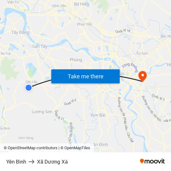 Yên Bình to Xã Dương Xá map