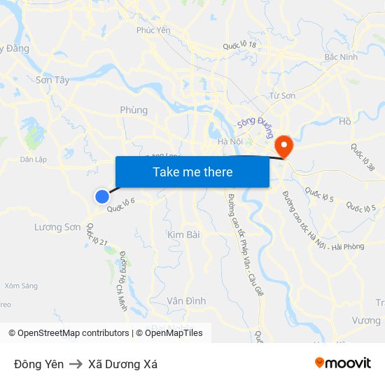 Đông Yên to Xã Dương Xá map