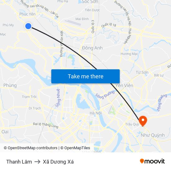 Thanh Lâm to Xã Dương Xá map