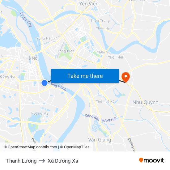 Thanh Lương to Xã Dương Xá map