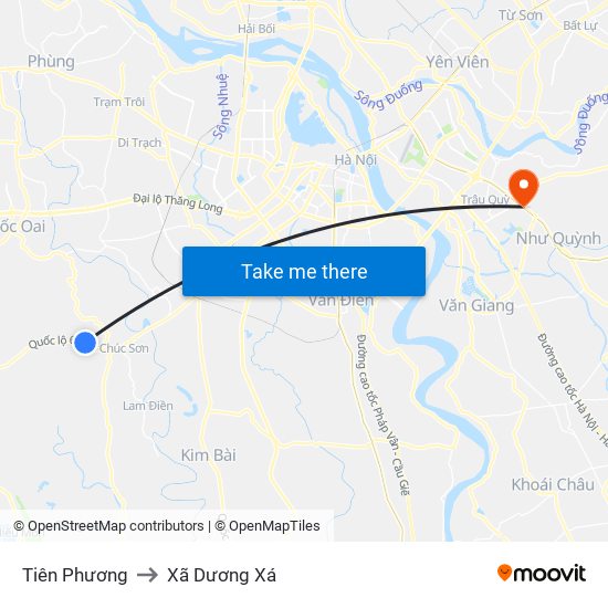 Tiên Phương to Xã Dương Xá map