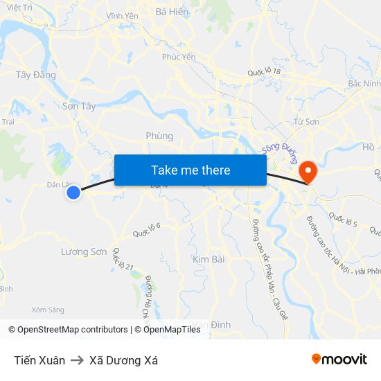 Tiến Xuân to Xã Dương Xá map