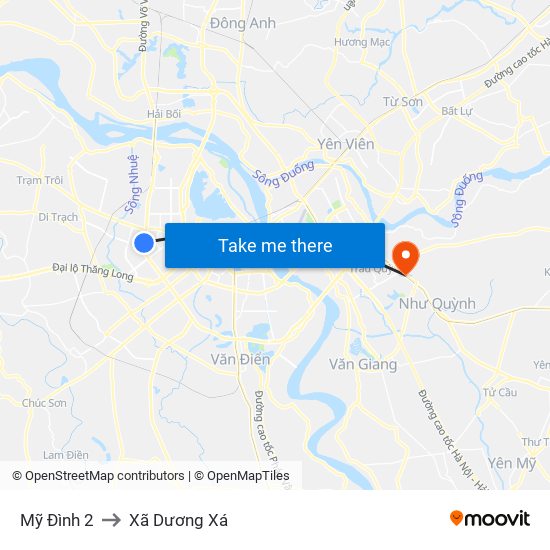 Mỹ Đình 2 to Xã Dương Xá map