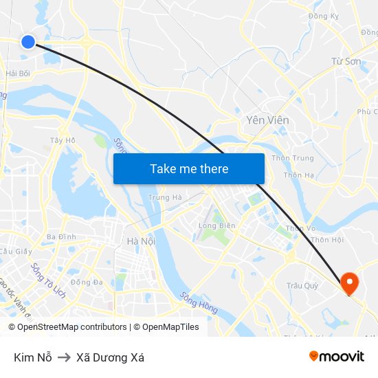 Kim Nỗ to Xã Dương Xá map