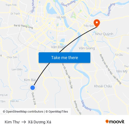 Kim Thư to Xã Dương Xá map