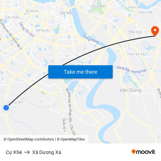 Cự Khê to Xã Dương Xá map