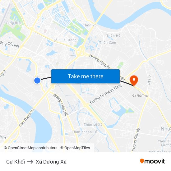 Cự Khối to Xã Dương Xá map