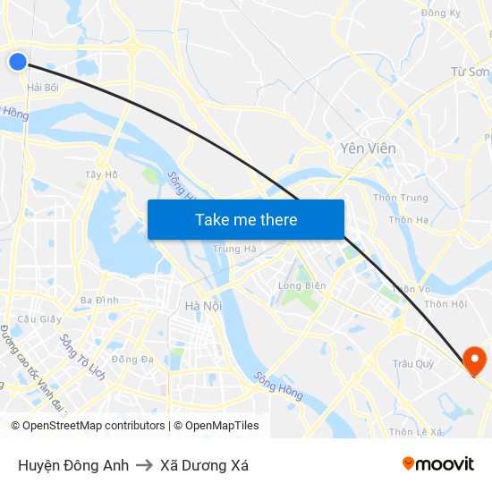 Huyện Đông Anh to Xã Dương Xá map