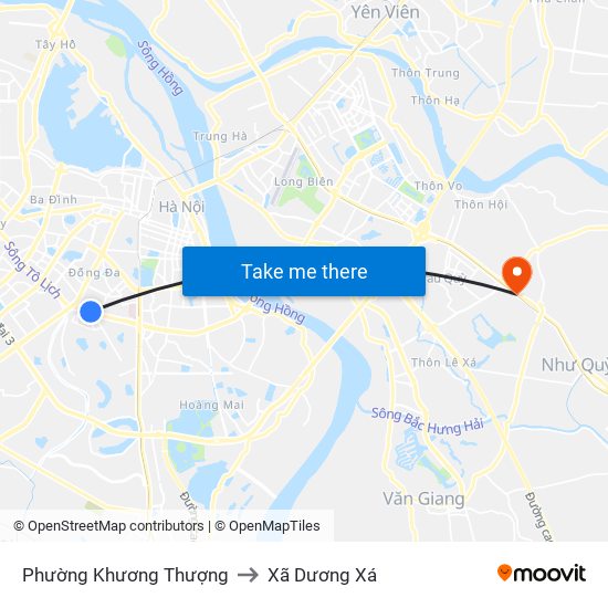 Phường Khương Thượng to Xã Dương Xá map