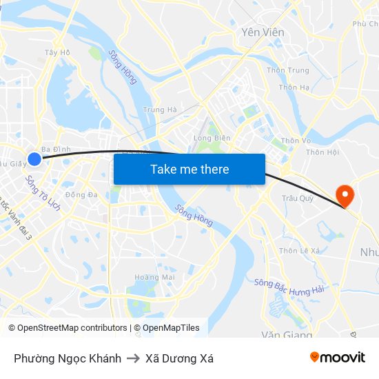 Phường Ngọc Khánh to Xã Dương Xá map