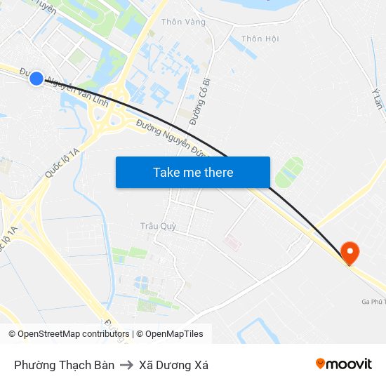 Phường Thạch Bàn to Xã Dương Xá map