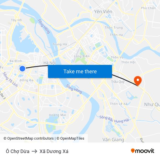 Ô Chợ Dừa to Xã Dương Xá map