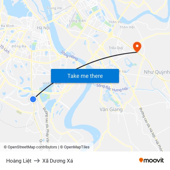 Hoàng Liệt to Xã Dương Xá map