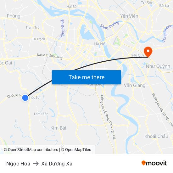 Ngọc Hòa to Xã Dương Xá map