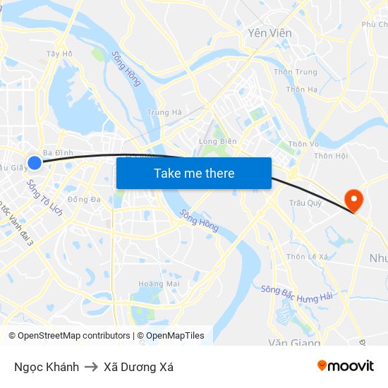 Ngọc Khánh to Xã Dương Xá map