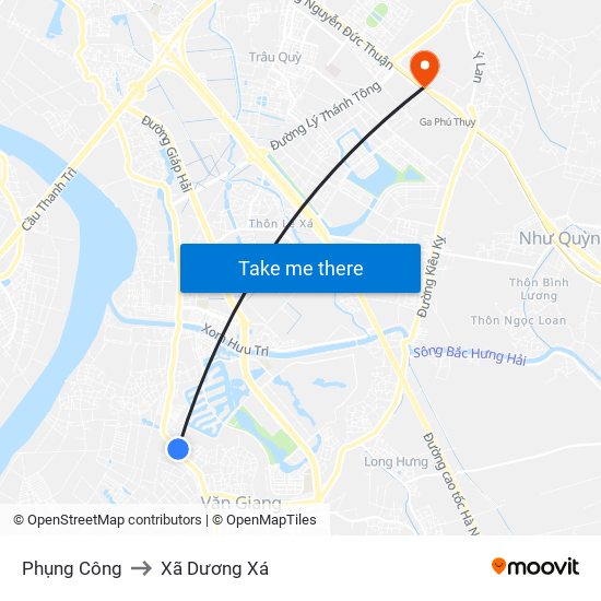 Phụng Công to Xã Dương Xá map