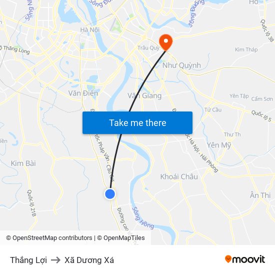 Thắng Lợi to Xã Dương Xá map