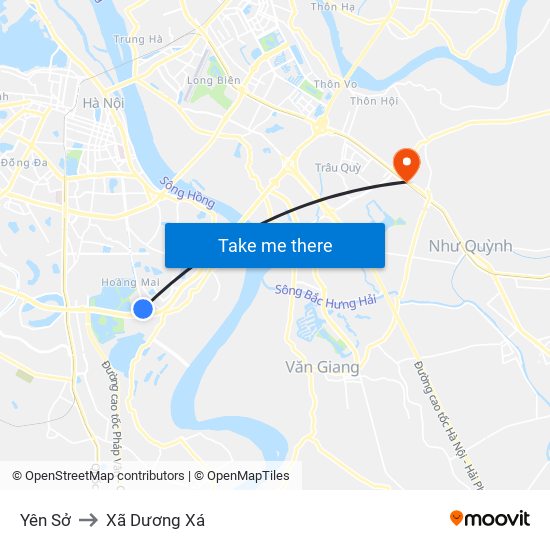 Yên Sở to Xã Dương Xá map