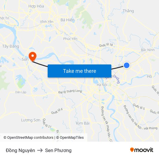 Đồng Nguyên to Sen Phương map