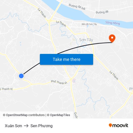 Xuân Sơn to Sen Phương map