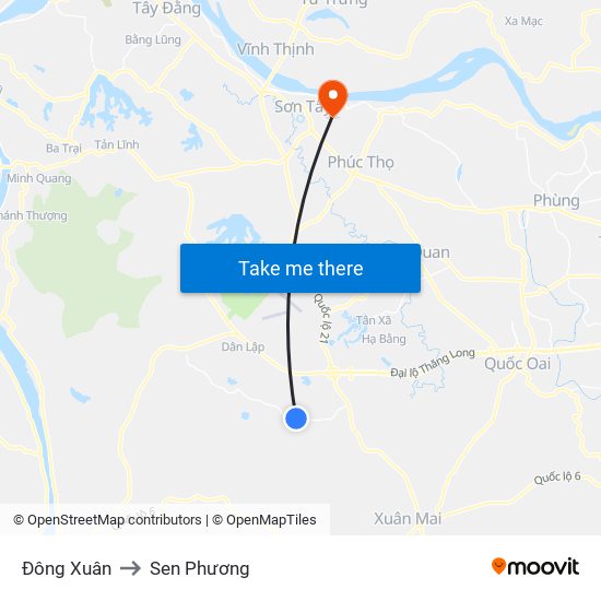 Đông Xuân to Sen Phương map