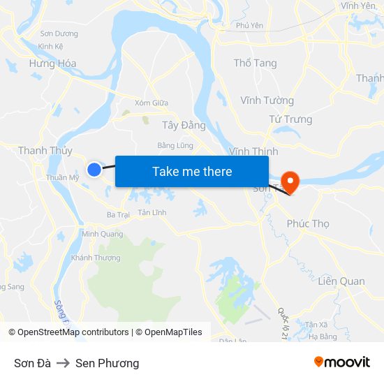 Sơn Đà to Sen Phương map