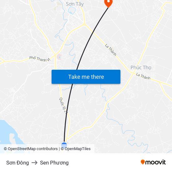 Sơn Đông to Sen Phương map