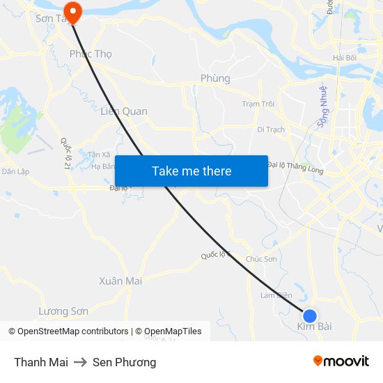 Thanh Mai to Sen Phương map