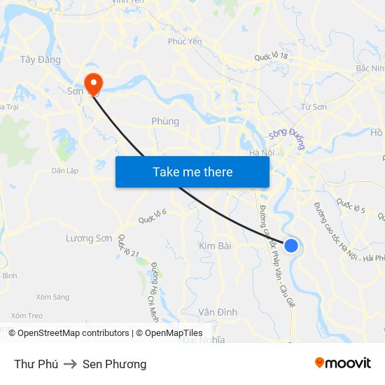 Thư Phú to Sen Phương map