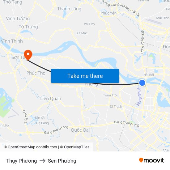 Thụy Phương to Sen Phương map