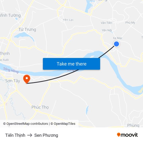 Tiến Thịnh to Sen Phương map