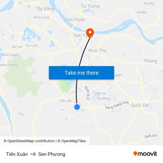 Tiến Xuân to Sen Phương map