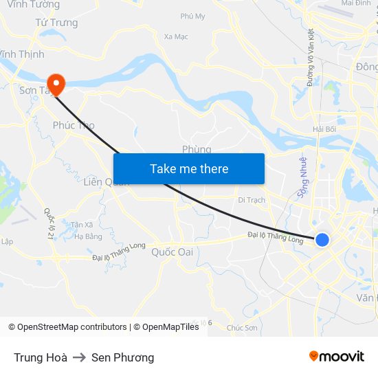 Trung Hoà to Sen Phương map