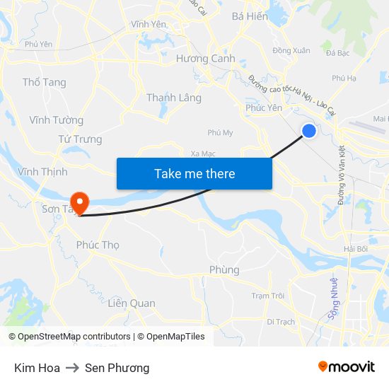 Kim Hoa to Sen Phương map