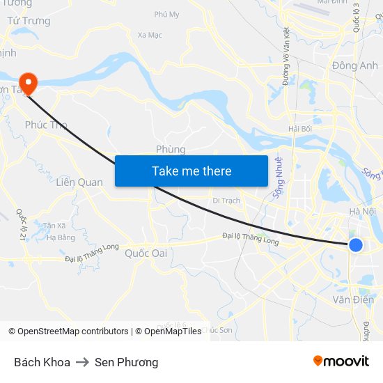 Bách Khoa to Sen Phương map