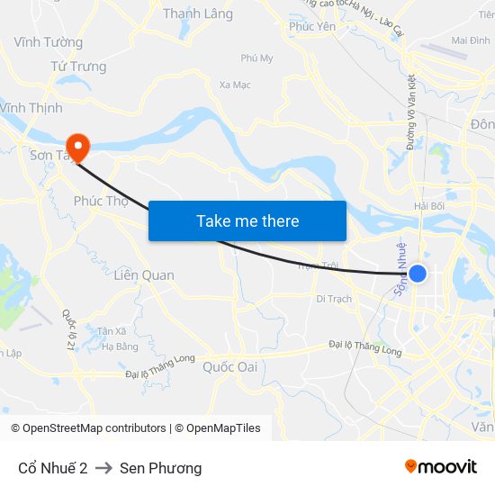 Cổ Nhuế 2 to Sen Phương map