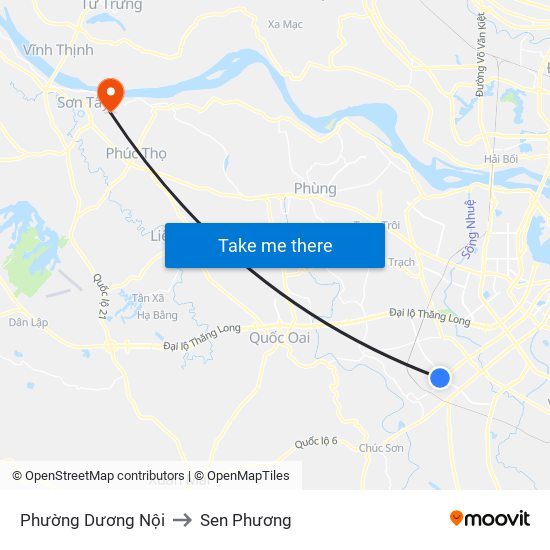 Phường Dương Nội to Sen Phương map