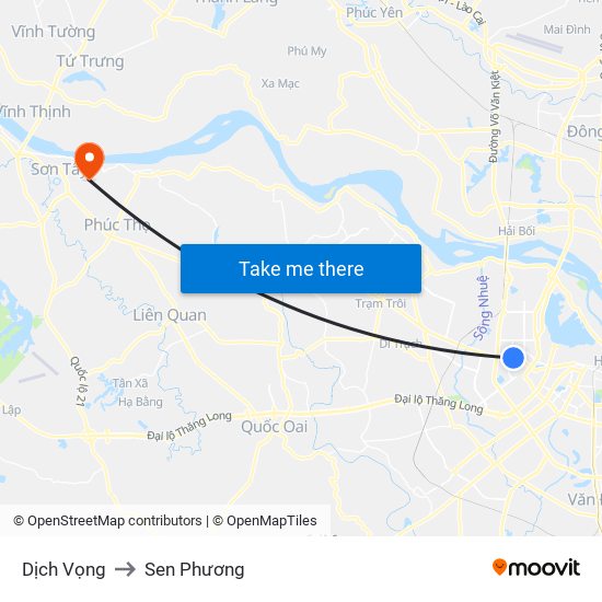 Dịch Vọng to Sen Phương map