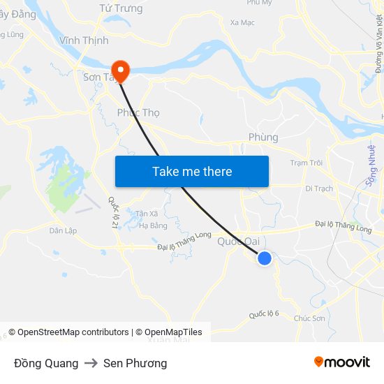 Đồng Quang to Sen Phương map
